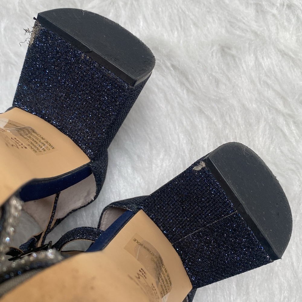 Nina Blue fabric Heels with Rounded Toe - Picture 6 of 7